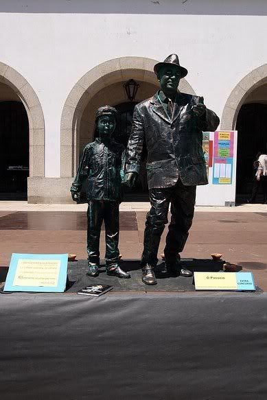 black statue father and son