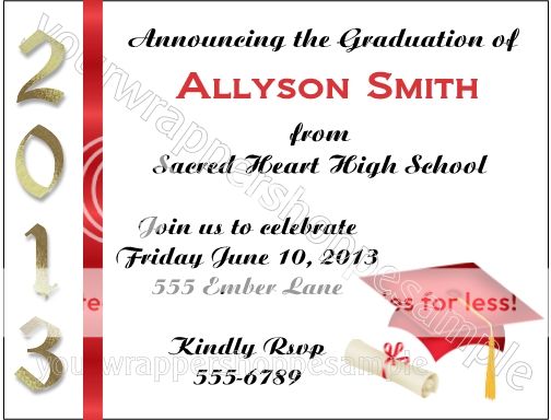 Personalized Graduation Announcements Invitations All School Colors