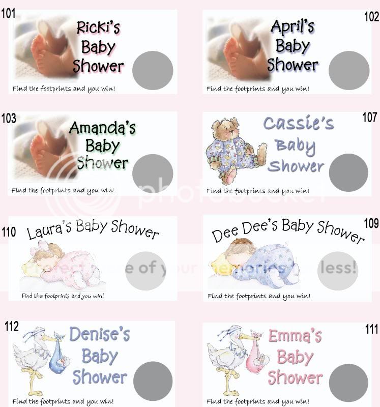 Personalized Baby Shower SCRATCH CARDS GAME  