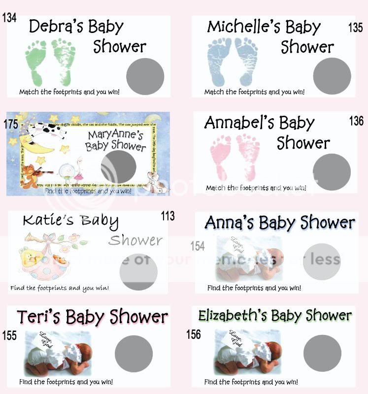 Personalized Baby Shower SCRATCH CARDS GAME  