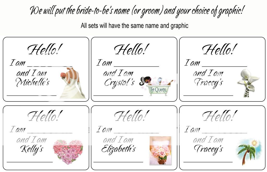 Bridal Shower favors BEAUTIFUL PERSONALIZED NAME TAGS  